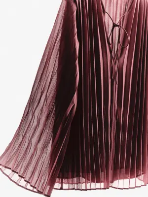 BLOUSE PLISSÉE EN GEORGETTE ENCOLURE À NOUER - ROUILLE — photo 3