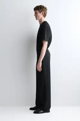 PANTALON CHINO LARGE DÉCONTRACTÉ EN COTON - NOIR — photo 2