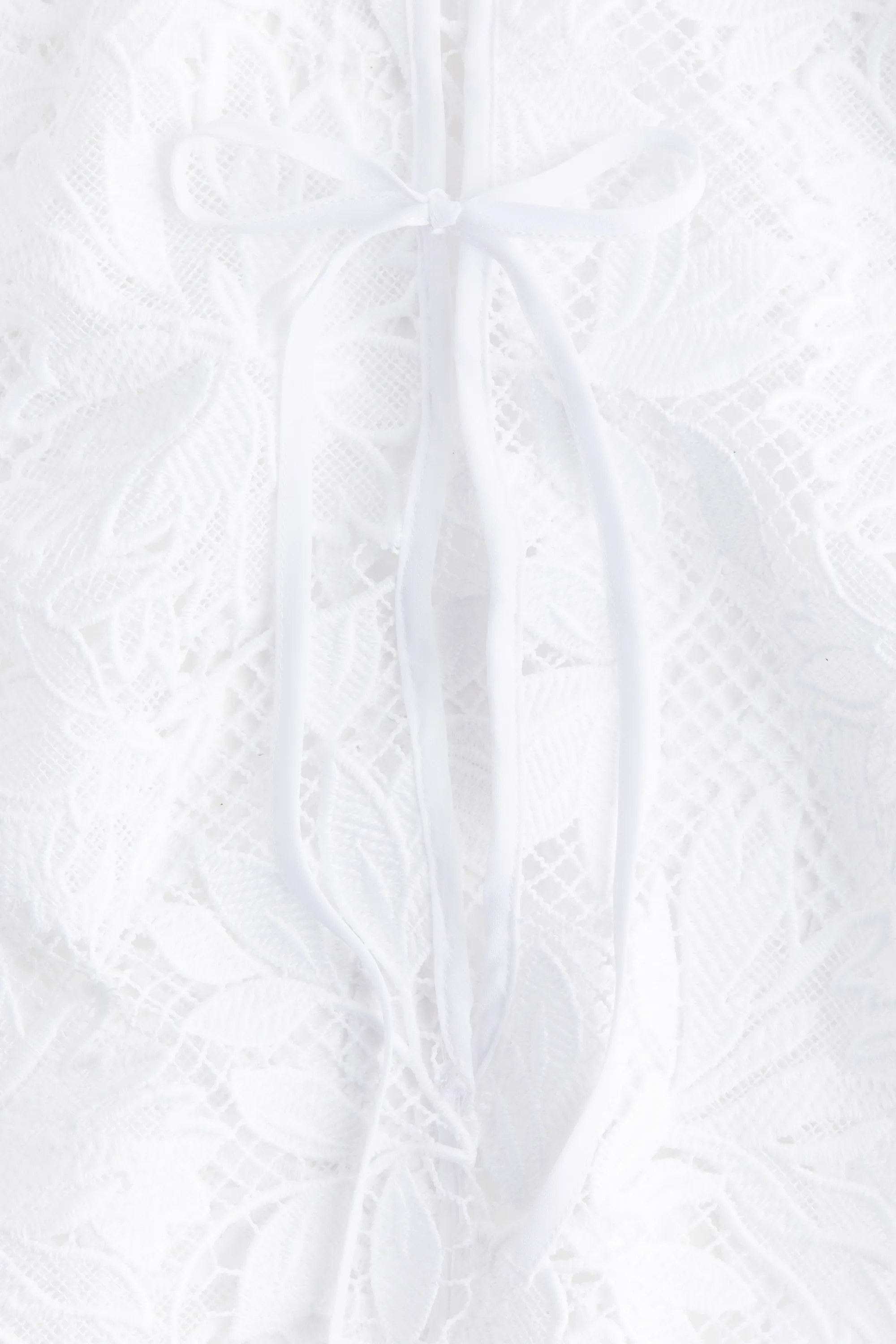 Robe en dentelle avec dos à nouer - Blanc