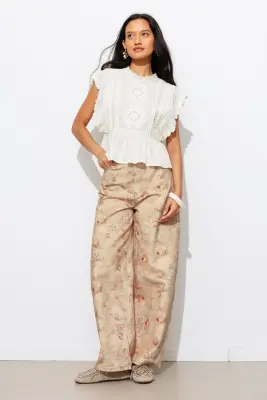 Pantalon barrel à fleurs — photo 4
