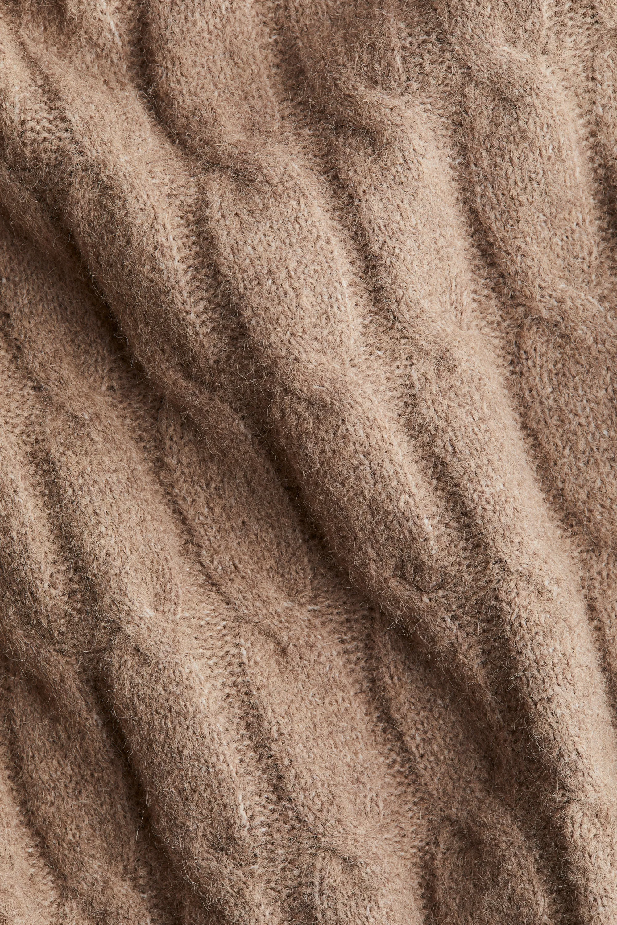 Robe maxi en maille torsadée - Beige foncé