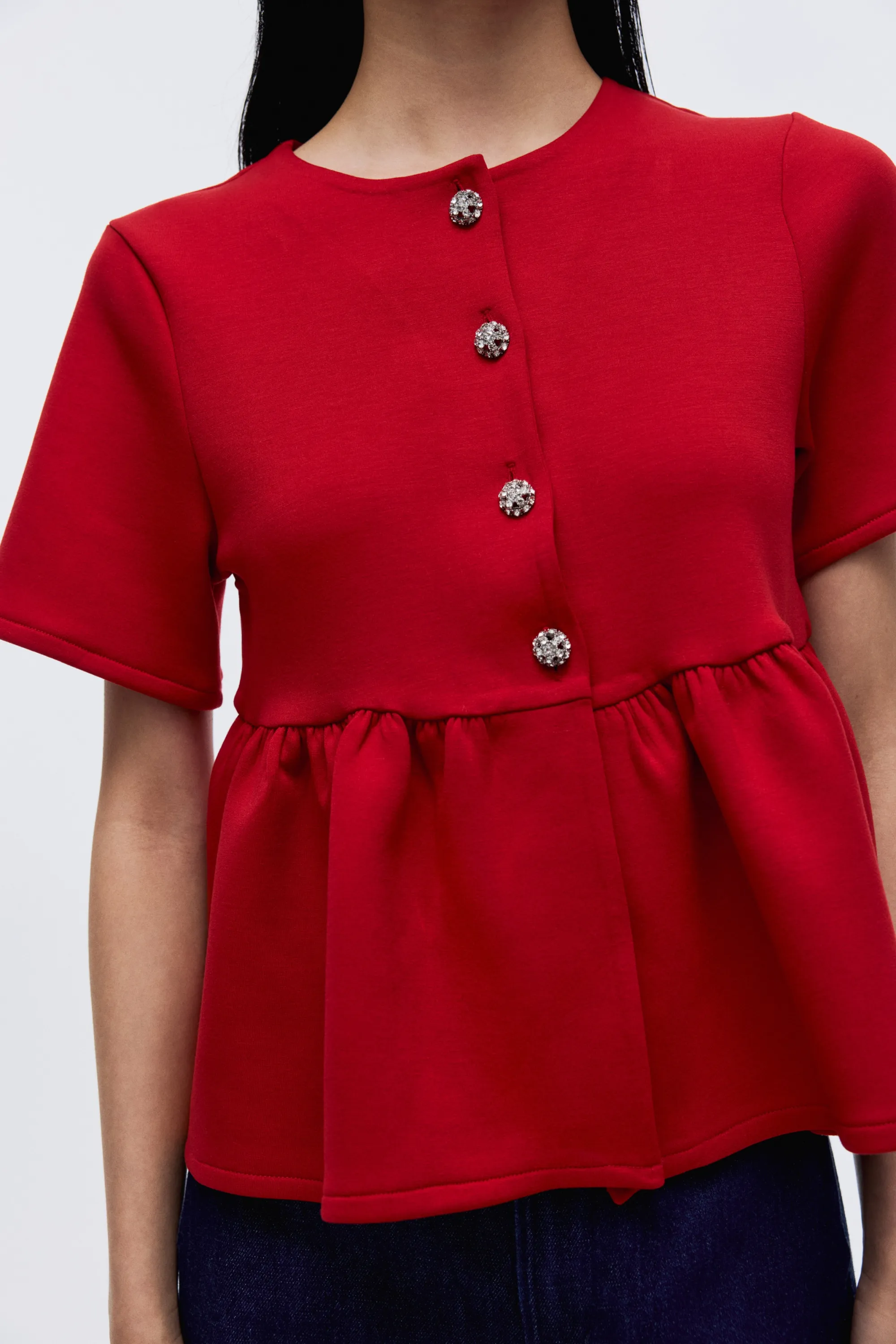 Top péplum - Rouge