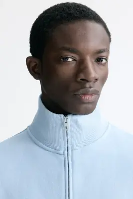 Sweat boxy Loose Fit avec zip - Bleu clair — photo 1