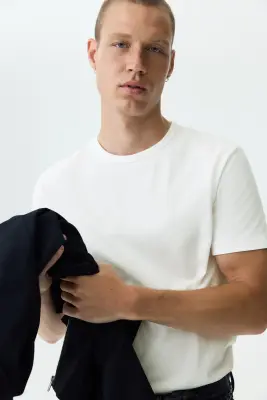 T-shirt Regular Fit en coton - Ivoire — photo 2