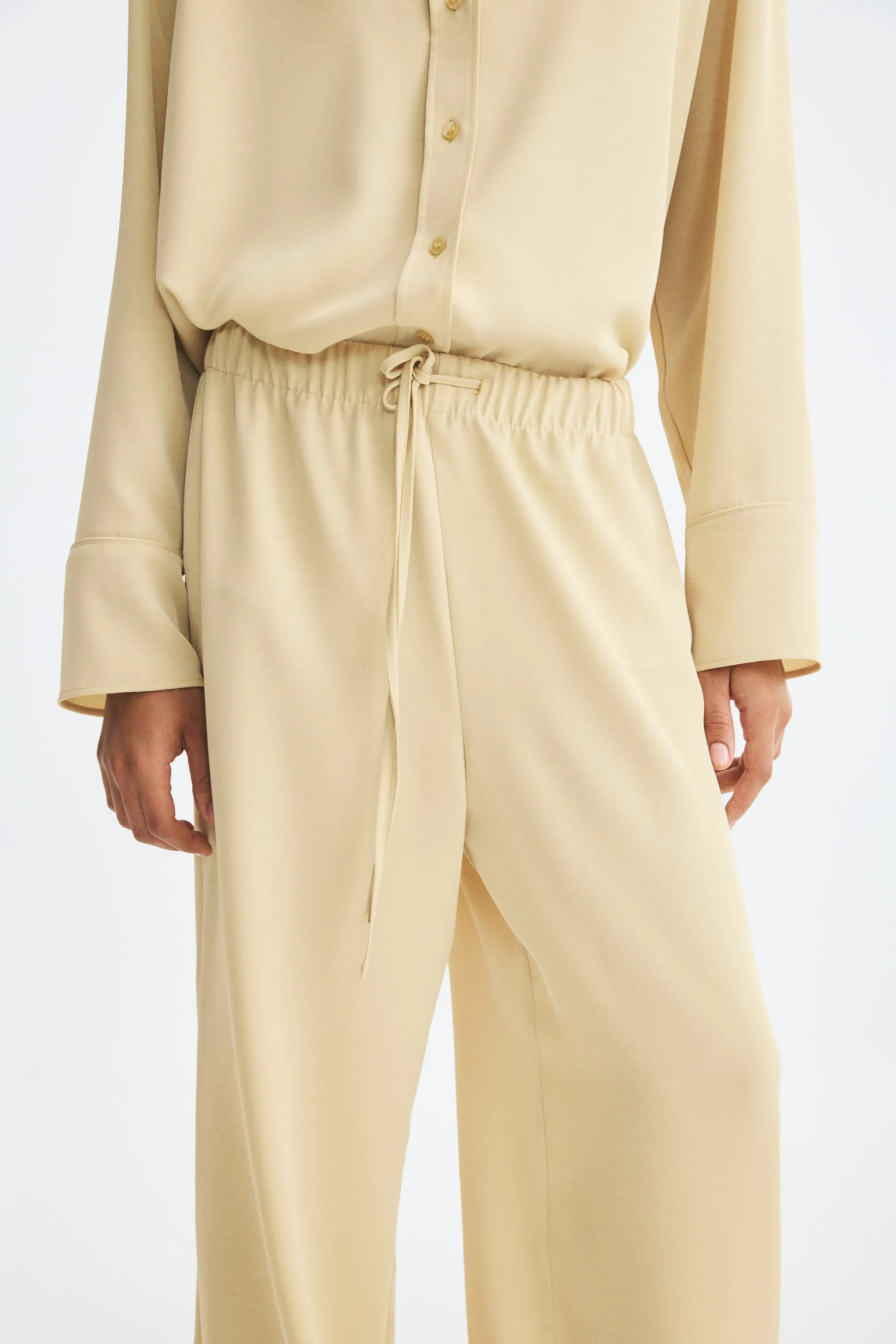 Pantalon large avec cordon de serrage - Jaune ancien