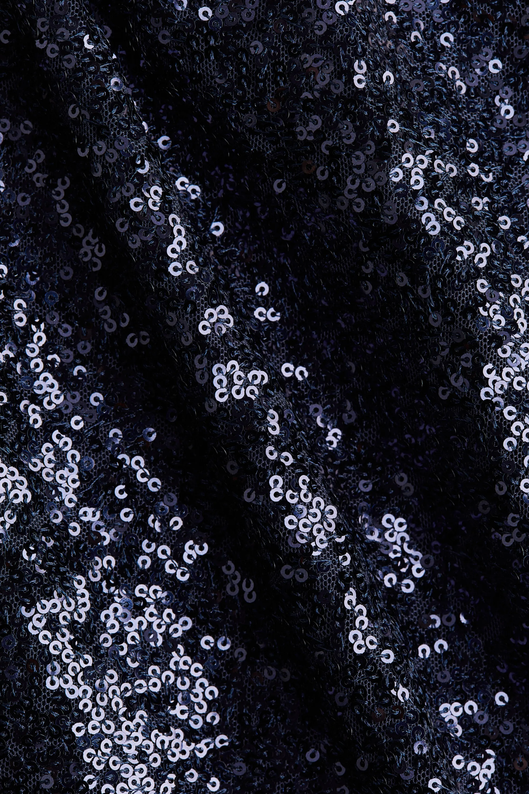 Top à sequins avec col cheminée - Bleu marine