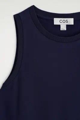ROBE MIDI SANS MANCHES À PANNEAUX - BLEU MARINE — photo 4