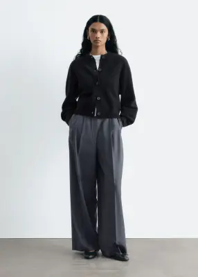 Cardigan en laine mérinos bouillie - Noir — photo 1