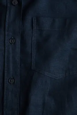 MAMA Chemise en lin mélangé - Bleu marine — photo 4
