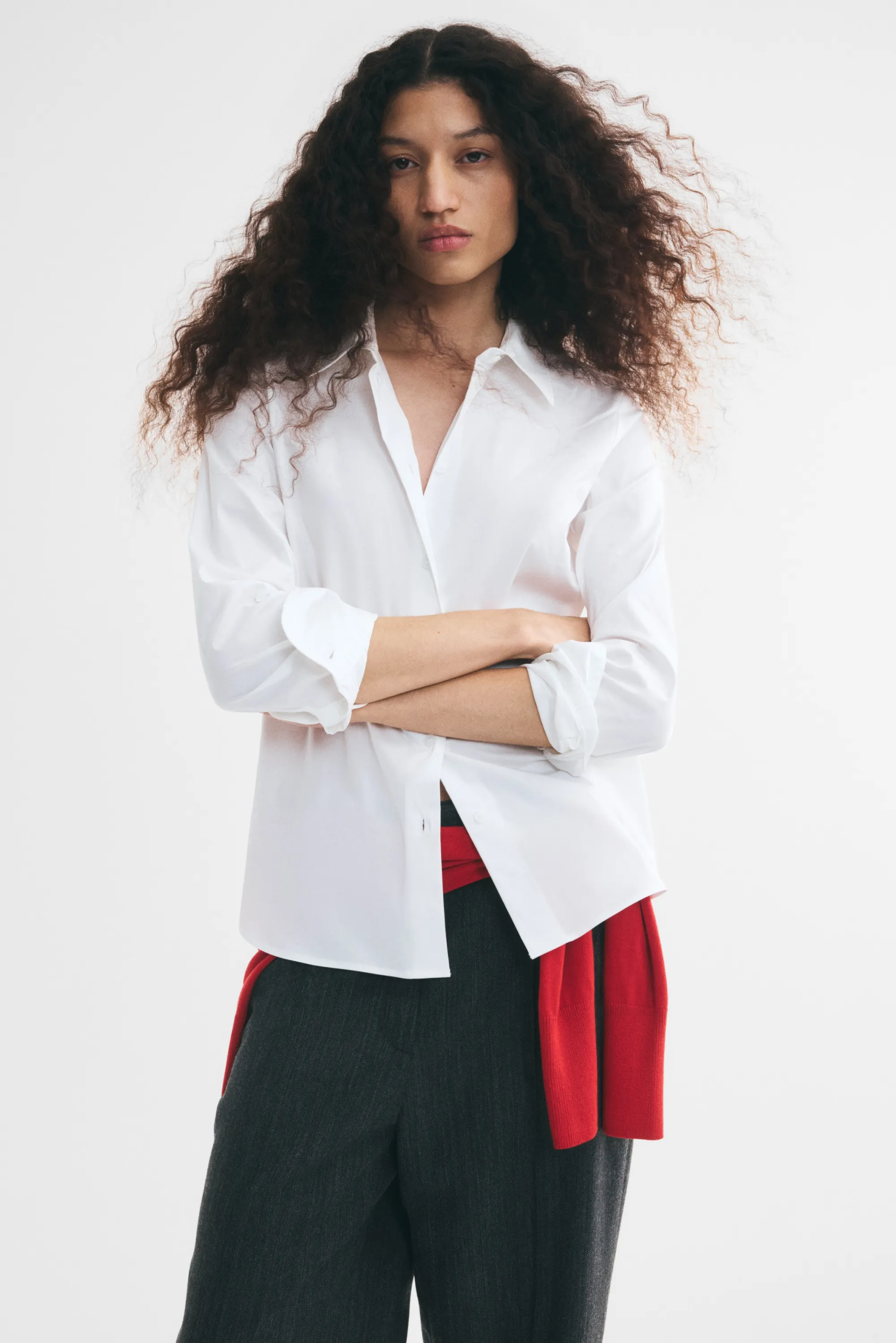 Chemise en coton mélangé - Blanc