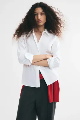 Chemise en coton mélangé - Blanc — photo 1