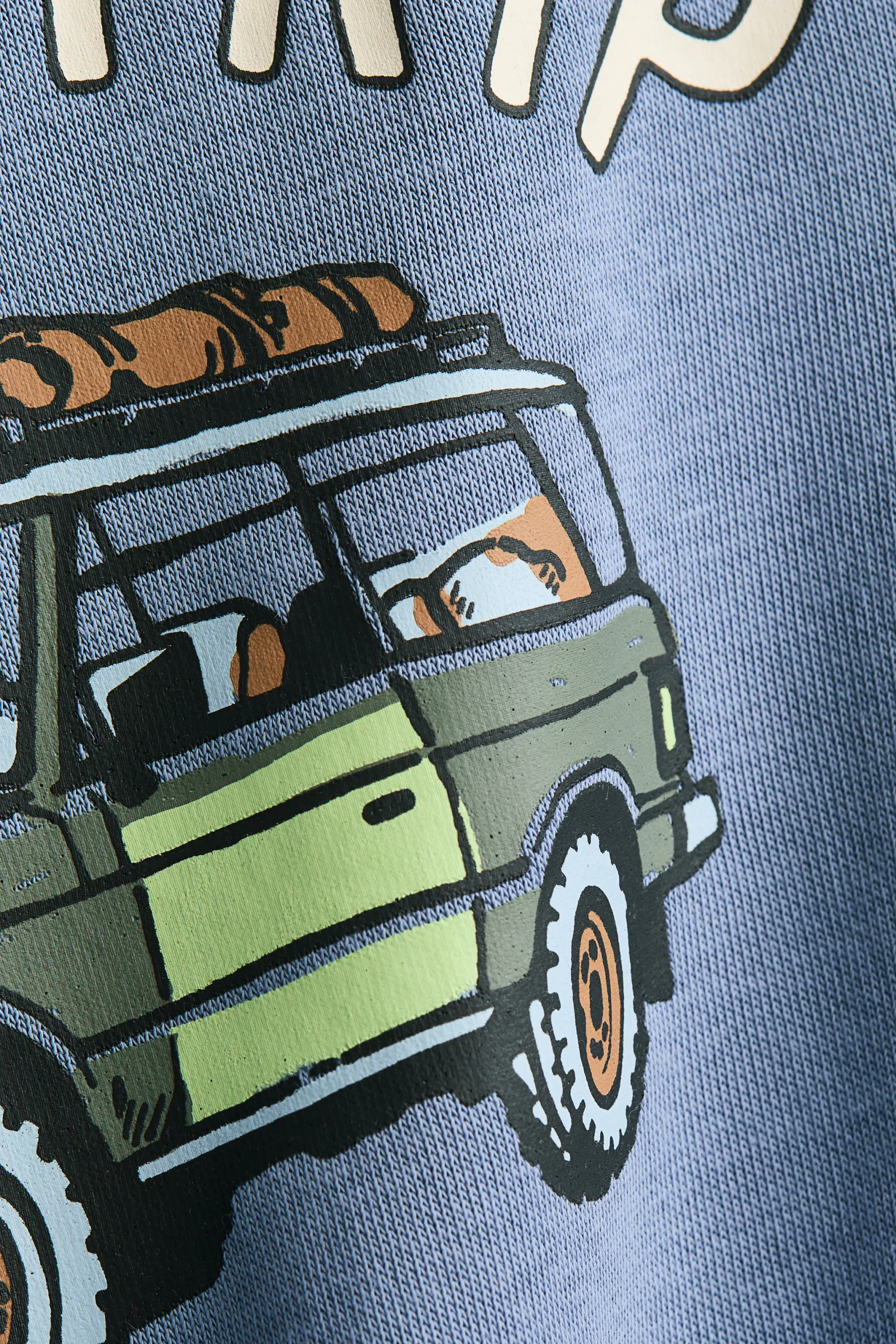 Sweat imprimé avec intérieur brossé - Bleu ancien/Road Trip
