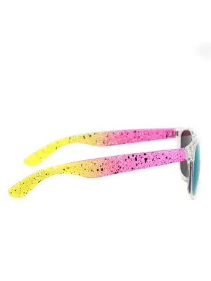 Lunettes de soleil verres miroir monture rose jaune NEUVES — photo 2