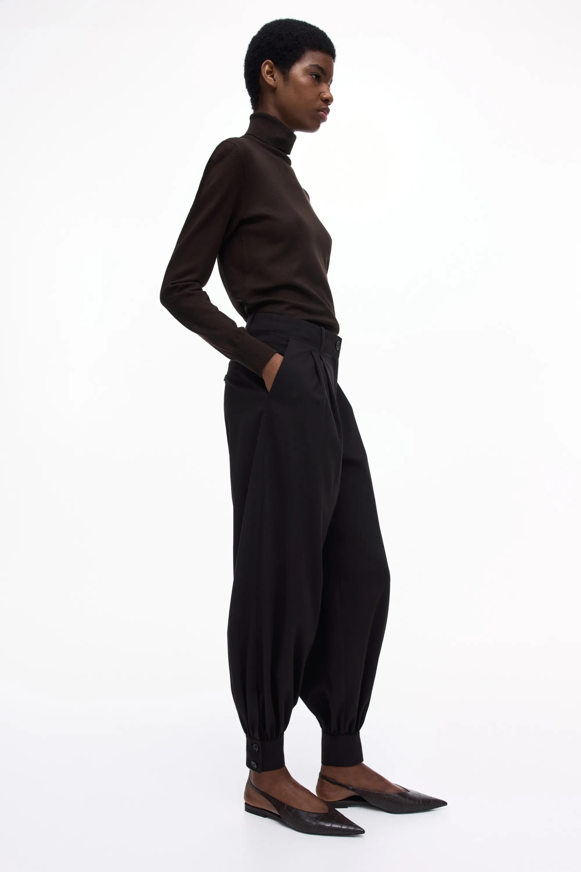 Pantalon à jambes ballon - Marron foncé
