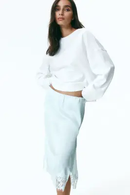 Jupe avec dentelle - Turquoise clair — photo 1