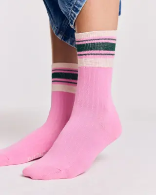 Chaussettes Haka rose et écru — photo 1