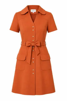 Paris Belted Dress - Brick — photo 4