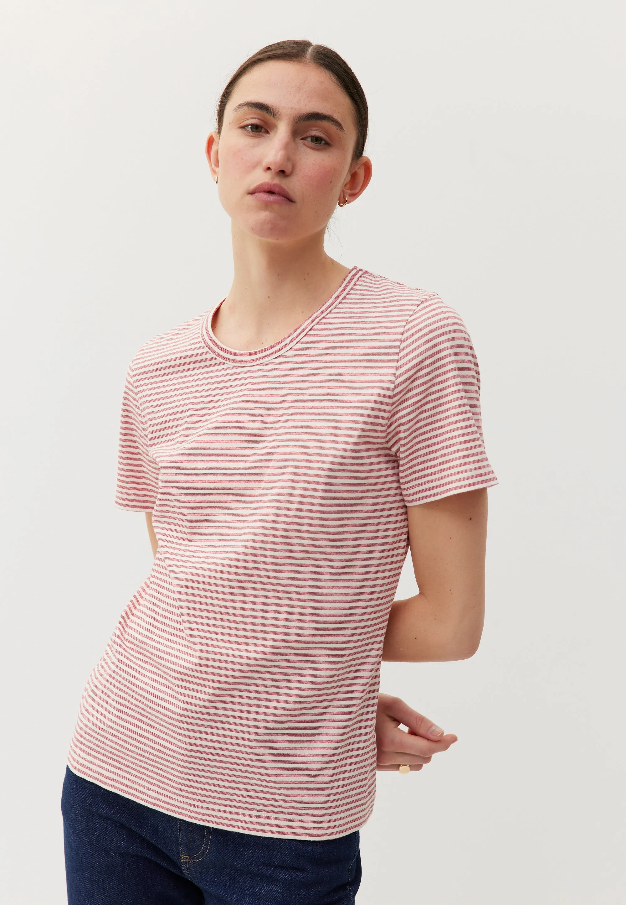Le t-shirt classique - Rayures framboise