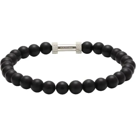 ROCHET - Bracelet Zen perles Ø6mm agate noires / acier moleté B266001