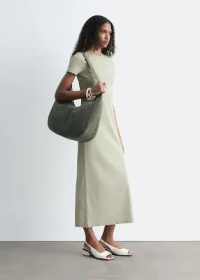 Robe midi en jersey - Vert sauge poudré — photo 4