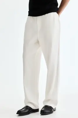 Pantalon Relaxed Fit en lin mélangé - Blanc — photo 1