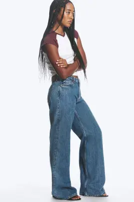 Jean jambe large taille mi-haute Paz - Pony Blue - Bleu moyen — photo 3