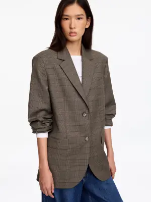 Relaxed Wool-Blend Blazer - Marron/Carreaux — photo 4
