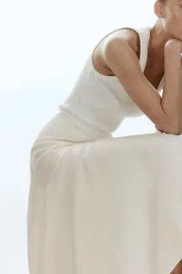 Jupe asymétrique en viscose - Crème — photo 1
