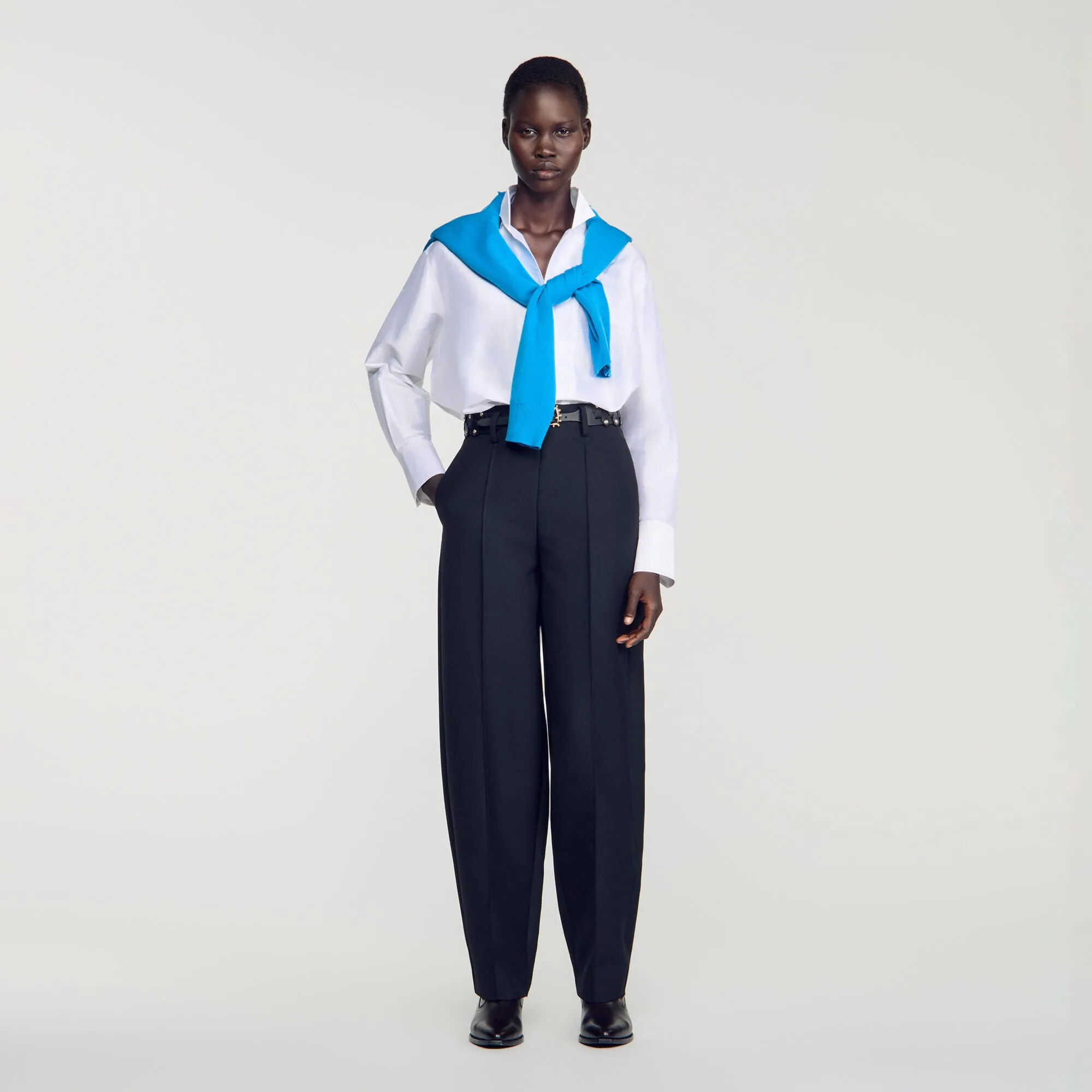 Pantalon barrel en tweed
