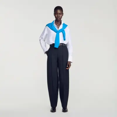 Pantalon barrel en tweed