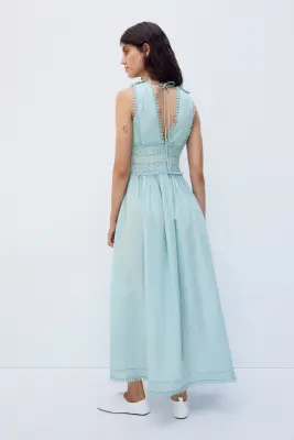 MAMA Robe d'allaitement en coton avec dentelle - Turquoise clair — photo 3