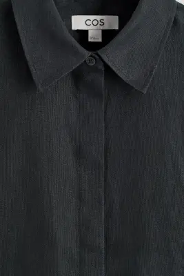 CHEMISE OVERSIZE À MANCHES COURTES EN LIN - NOIR DÉLAVÉ — photo 5