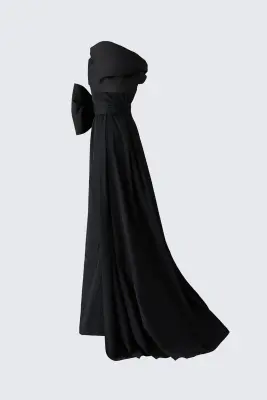 Robe avec nœud et traîne - Noir — photo 1
