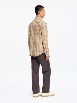 Chemise en flanelle brossée - Carreaux/Beige — photo 1