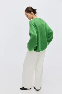 Pull oversize en mohair mélangé - Vert — photo 4