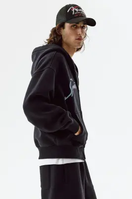 Veste à capuche zippée Oversized Fit - Bleu marine/Sports Gear — photo 3