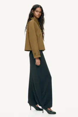 Veste façon trench en coton - Vert kaki foncé — photo 3