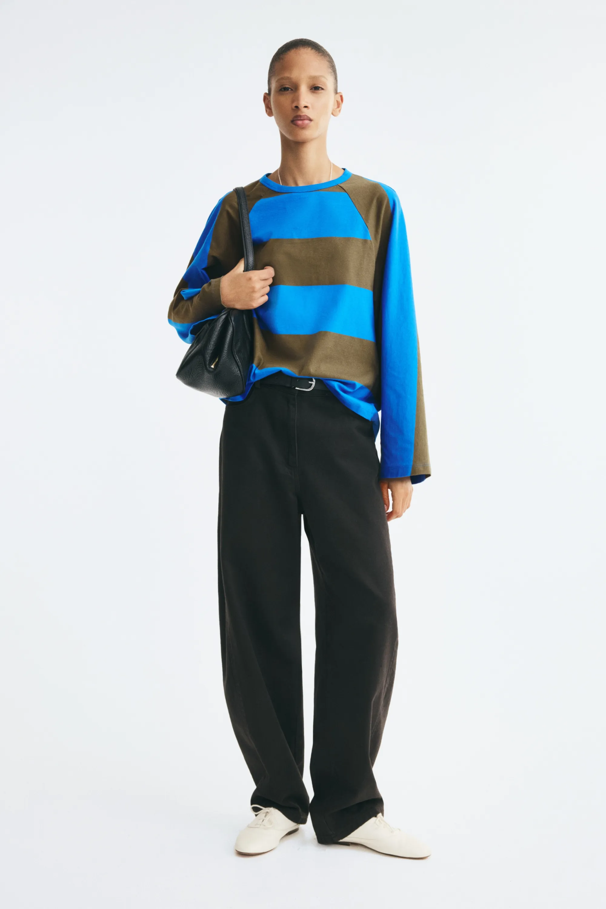 Top avec manches chauve-souris à découpe raglan - Bleu/rayé