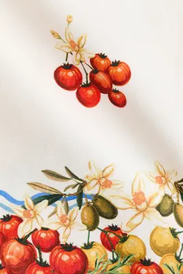 Jupe portefeuille en coton - Crème/tomates — photo 7