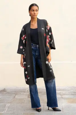 Haori Long brodé en Soie — photo 3