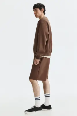 Short Relaxed Fit en interlock - Marron — photo 4