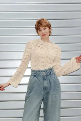 Pull court en crochet Femme — photo 2