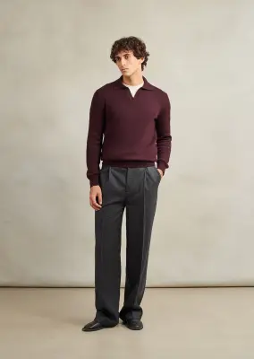 Knitted long sleeve polo — photo 1