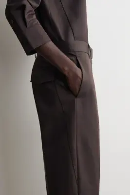 PANTALON EN COTON BRODÉ - BRUN FONCÉ — photo 3