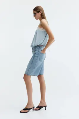 Short Bermuda en denim - Bleu denim clair — photo 2