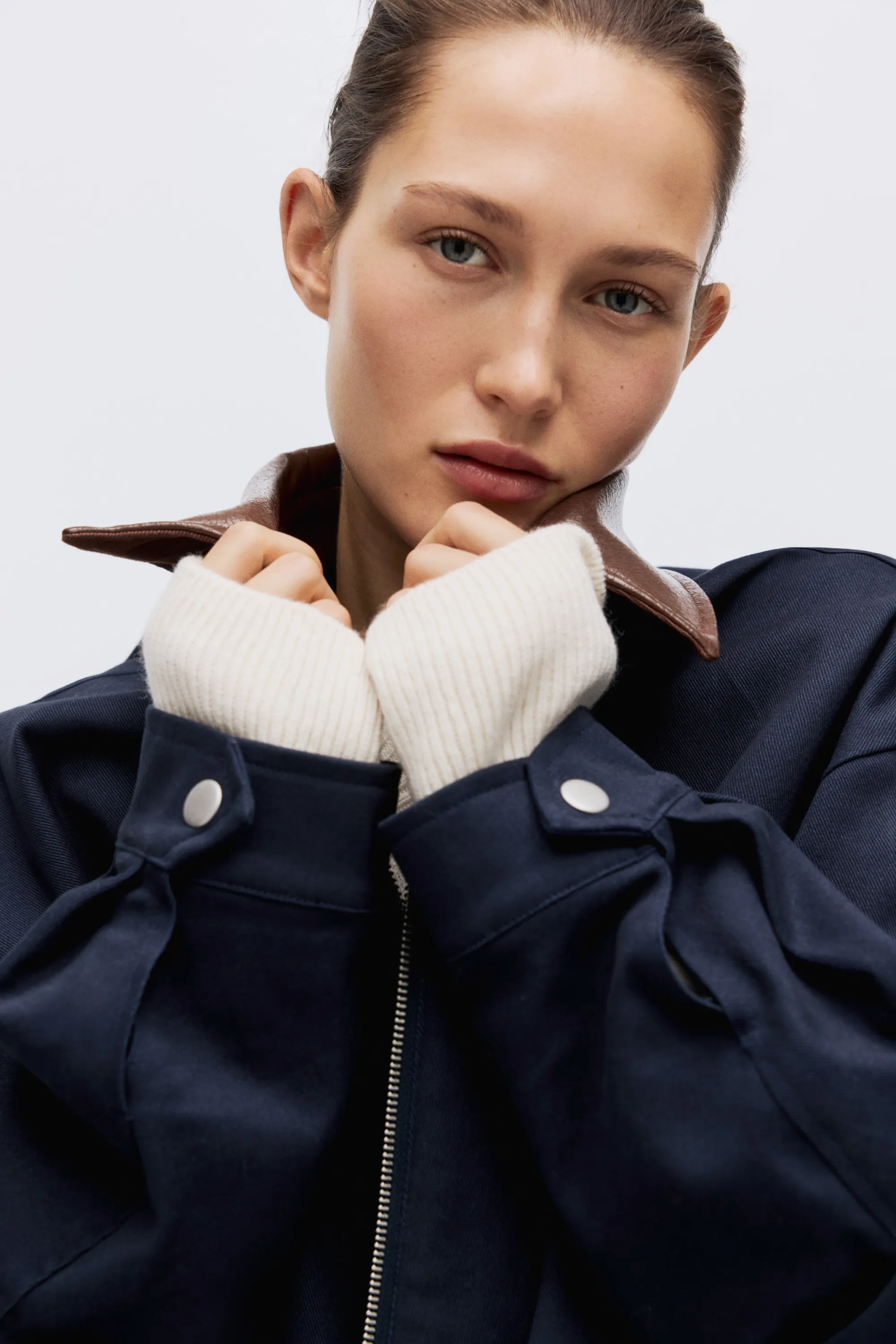 Veste oversize en twill - Bleu marine