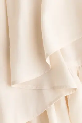 Blouse péplum avec col châle - Beige clair — photo 4