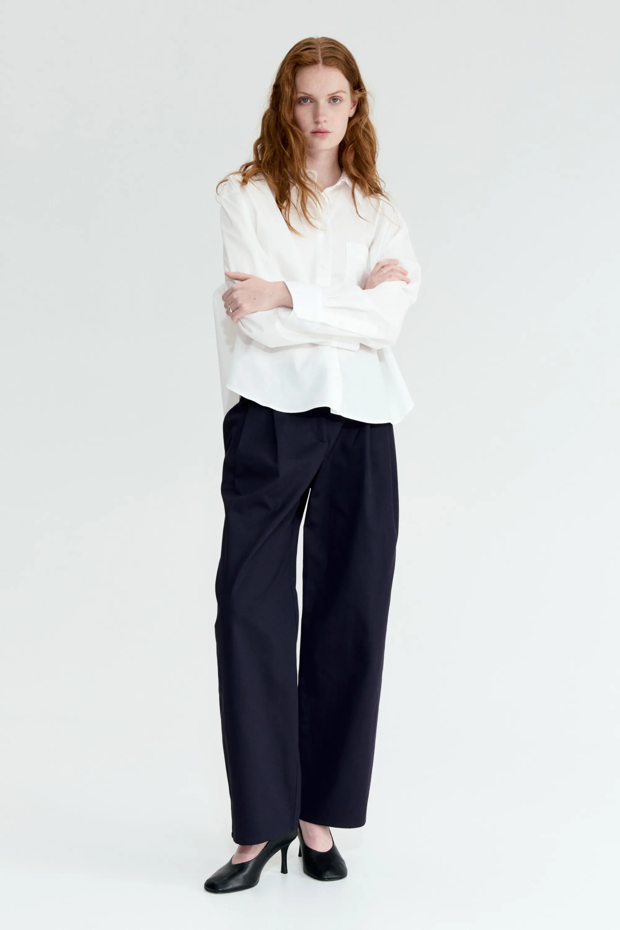 Pantalon chic en coton - Bleu marine