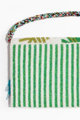 Pochette avec perles fantaisie - Blanc/perroquets — photo 2