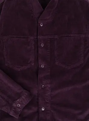 False Collar Jacket in Eggplant Corduroy — photo 4